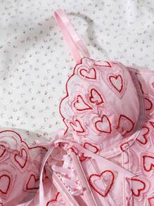 SHEIN 心形款女式胸罩 - 粉色 - 查看 8