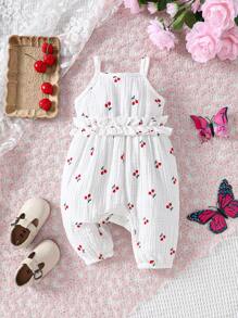 SHEIN Baby Girl Cherry Print ärmlös Romper