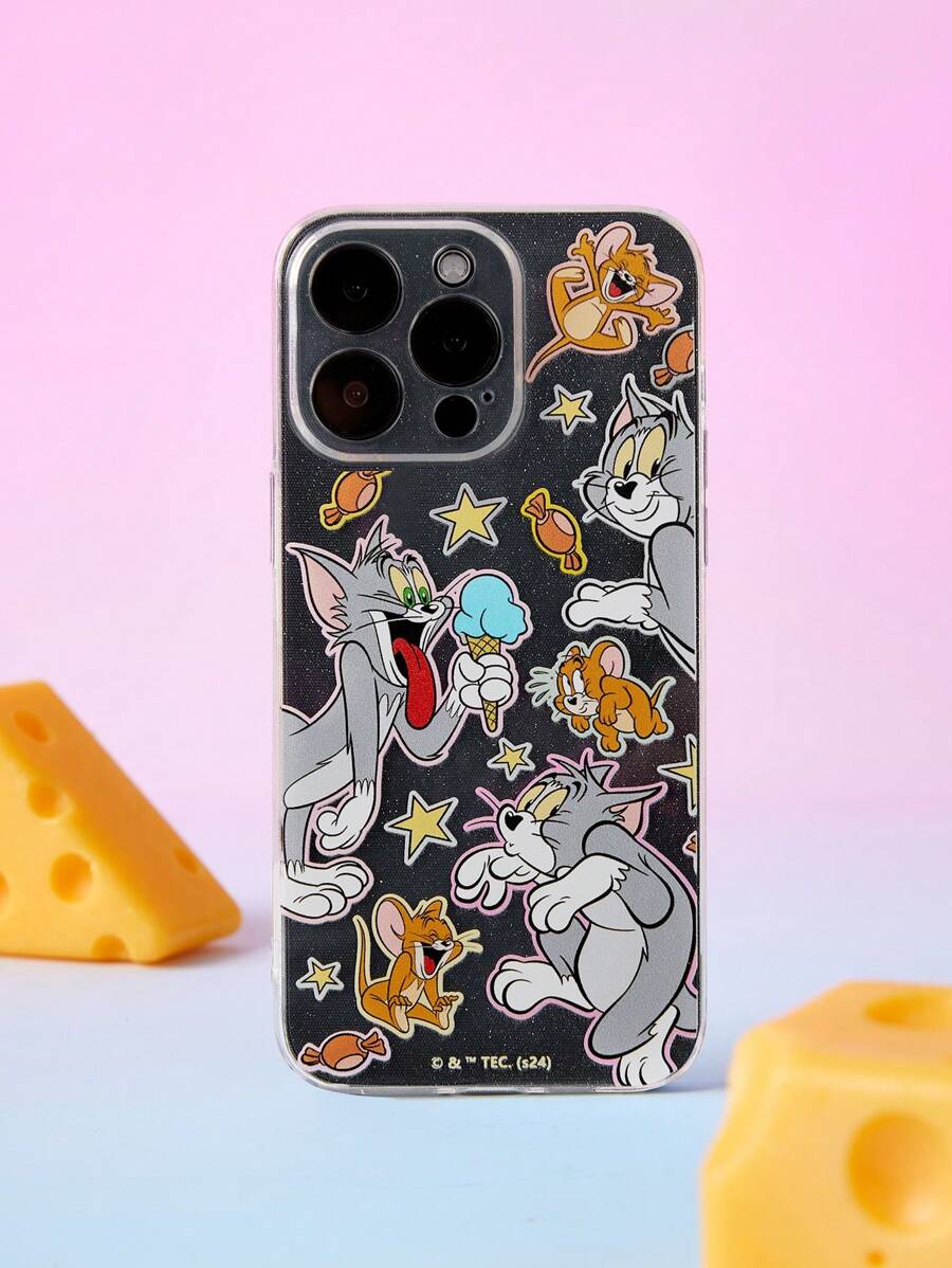 TOM & JERRY X SHEIN 半透明手繪手機殼 - 無色 - 查看 1