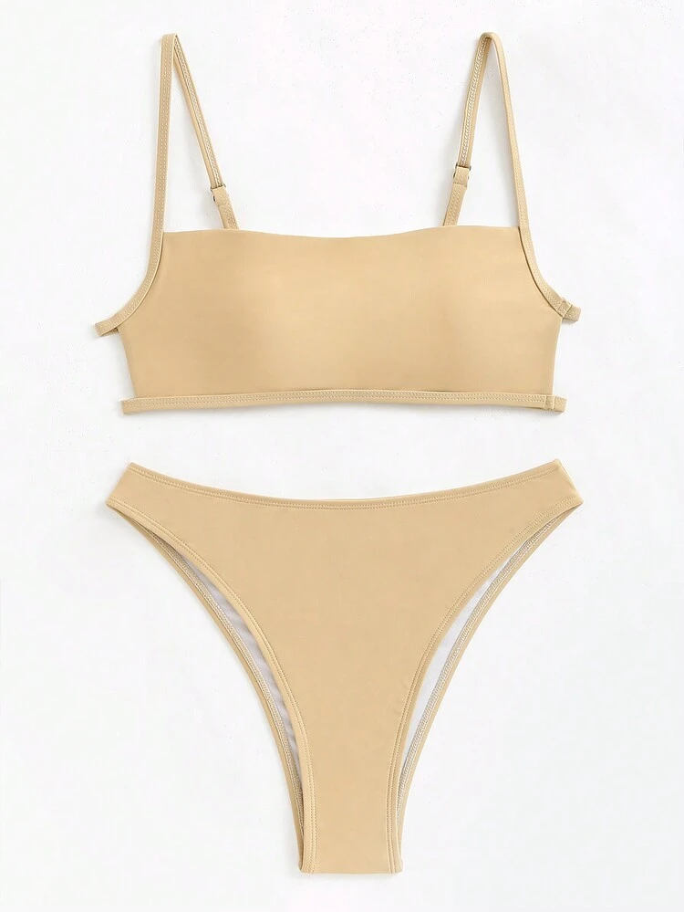 Women'S Solid Color Backless Bikini Set Carnival Summer