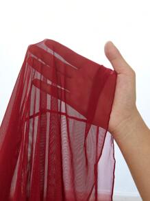 SHEIN 心形网眼拼接喇叭袖上衣搭配3D蕾丝细节裤睡衣套装 - 紅色 - 查看 7