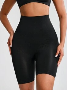 SHAPORA Women's Solid Color High Waist Shapewear Shorts - Black - View 3