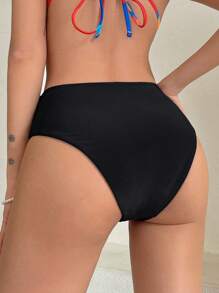 DAZY Đồ bơi màu trơn mùa hè, trang phục bãi biển cho phụ nữ - màu đen - Xem 2