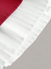 COSMINA Women'S Sleeveless Suit Style Color Block Casual Dress - Red - View 3