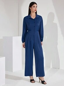Mulvari Mono De Blusa De Manga Larga Con Hombros Caídos Para Mujer
