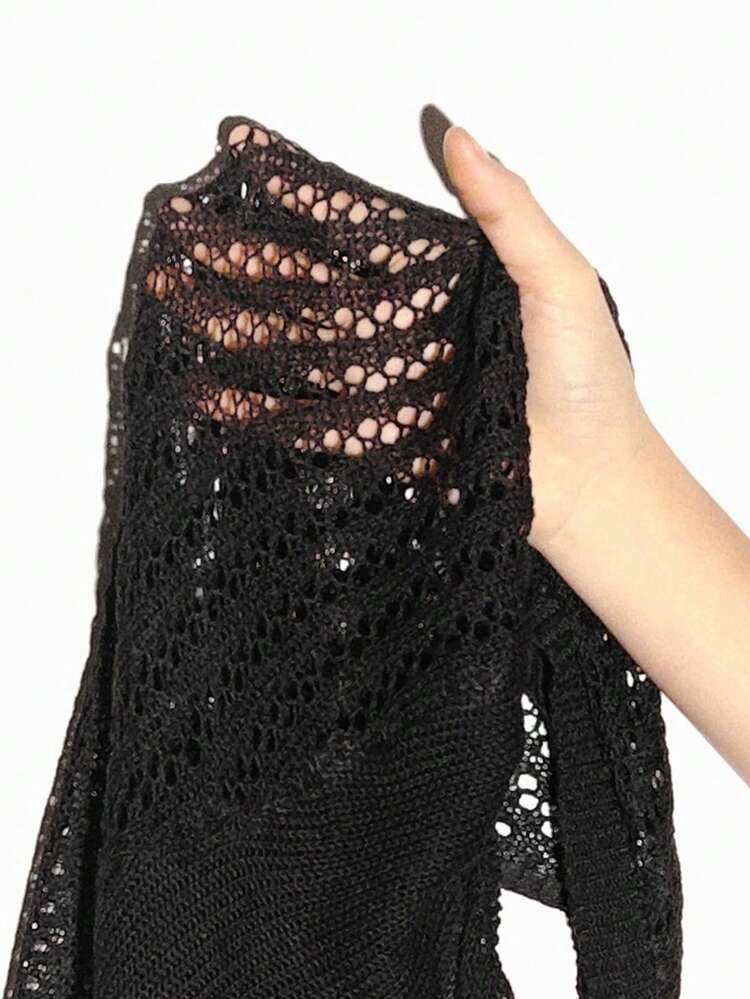 Women's Solid Color Perspective Knitted Sweater Dress