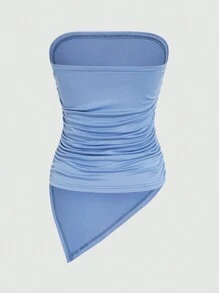 Flirla Women'S Asymmetric Hem Strapless Top