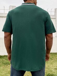 Manfinity Homme Camisa De Polo De Talla Grande Para Hombres - Verde Oscuro - Ver 2