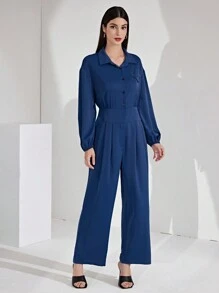 Mulvari Mono De Blusa De Manga Larga Con Hombros Caídos Para Mujer