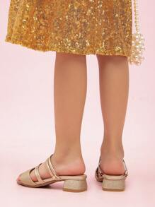 Girls Fashion Casual High Heel Sandals, Summer - Gold - View 4