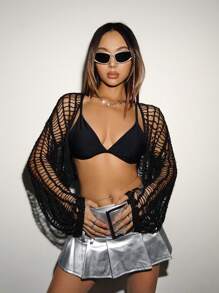 VaVaBold Women's Hollow Out Cardigan - Black - View 5