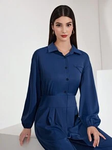 Mulvari Mono De Blusa De Manga Larga Con Hombros Caídos Para Mujer