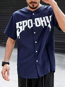 Manfinity Homme 寬鬆男士字母印花短袖襯衫