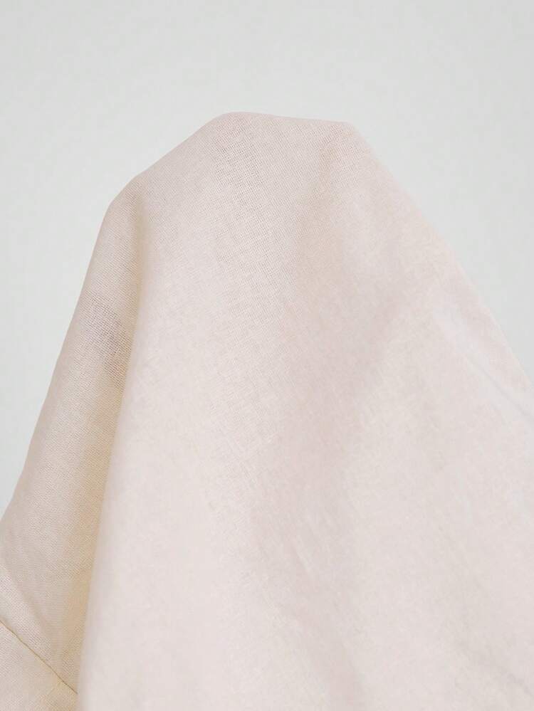 Young Boy's Asymmetrical Placket Stand Collar Button Half-Open Shirt