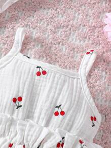 SHEIN Baby Girl Cherry Print ärmlös Romper
