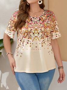 EMERY ROSE Kích thước lớn Của phụ nữ Hoa In Ngắn tay Áo thun - Nhiều màu - Xem 6