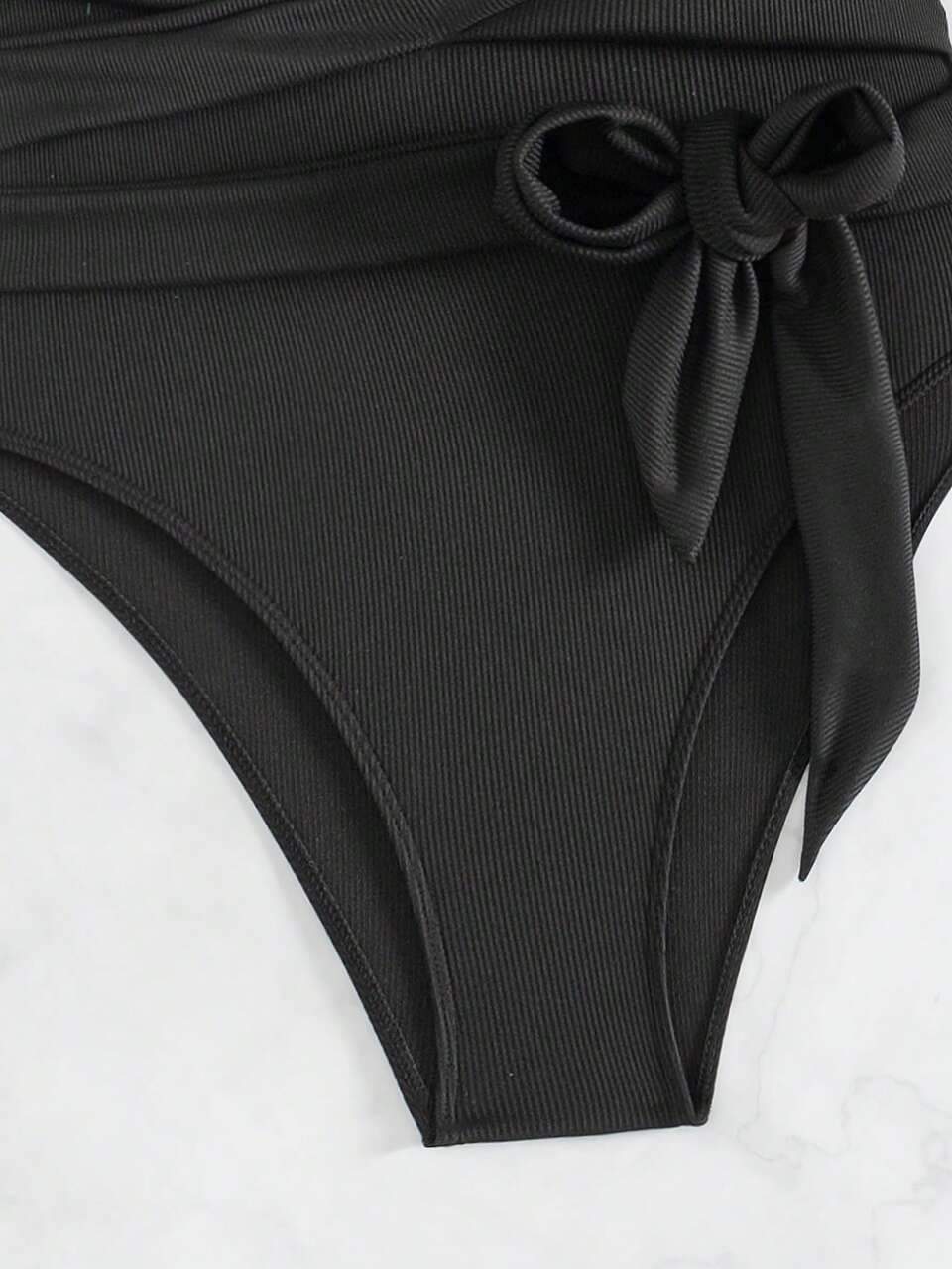 Solid Color Criss-Cross Front Knot Halter One-Piece Swimsuit Summer