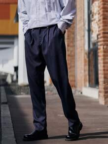 Manfinity Mode Pantalones Casuales De Vestir Para Hombre En Color Sólido - Azul Marino - Ver 6