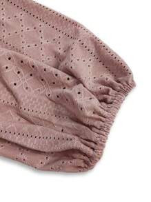 EMERY ROSE 大碼網眼刺繡燈籠袖荷葉邊下擺T恤 - 藕粉色 - 查看 7