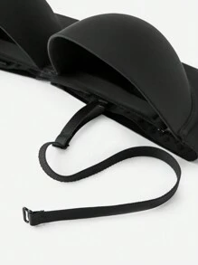 LUVLETTE 梦幻曲线支撑+无缝聚拢黑色长线无肩带内衣作为外穿基本款半罩杯文胸