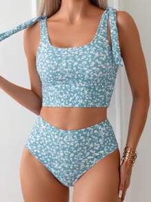 Swim Lushoire Summer Beach Women's Ditsy Floral Printed Cami Bikini Top