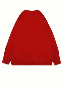 Calvaya Ngày lễ tình nhân Tim & Mẫu chữ Kích thước lớn Của phụ nữ Vòng cổ Tay áo dài Áo nỉ - Đỏ - Xem 2