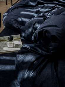 3pcs Black Crystal Velvet Duvet Cover Set - Black - View 7