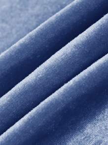 SHEIN Teen Girl Velvet Pleated Holiday Cami Dress - Dusty Blue - View 3