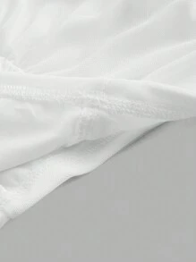 SHEIN MOD  Plus Size Solid Color Off Shoulder Pleated White T-Shirt,Draped,Valentine Day - White - View 4