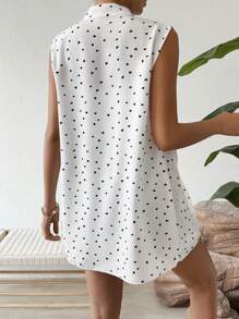 Chiquease Của phụ nữ In Trái tim Nút Lên Áo không tay - Màu be - Xem 2