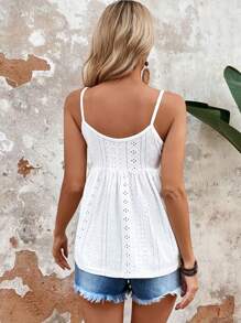 SHEIN LUNE Eyelet Embroidery Peplum Cami Top