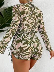 SHEIN Swim Summer Beach Women's Full Print & Strap Design Sexy Swimwear Set Carnival - Multicolor - View 2