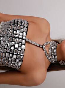 Love Aing 女士水钻“LOVE”挂脖吊带背心，性感百搭 - 黑色 - 查看 6