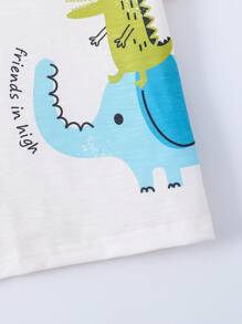 Set Aus Kurzärmligem T-shirt Und Hose Mit Süßem Cartoon-animal-print Für Kleine Jungen Für Den Freizeitgebrauch Zu Hause