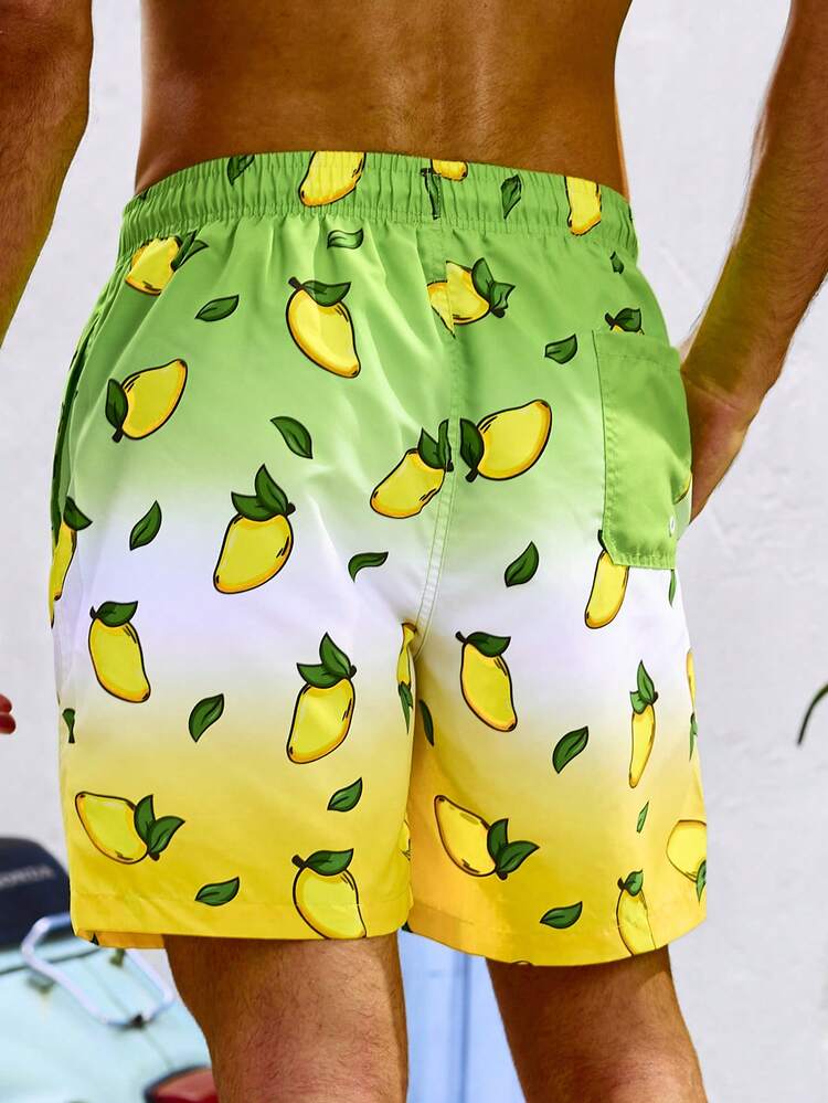 Men'S Mango Printed Drawstring Waist Beach Shorts