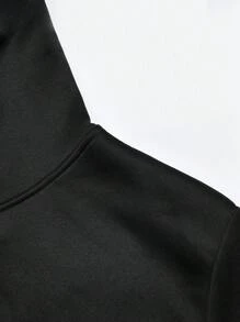 男士口號印花連帽衛衣 - 黑色 - 查看 5