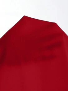 Muchica Solid Color Slim Fit Short Sleeve T-Shirt With Large Round Neck - Red - View 6