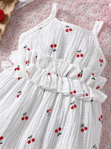 SHEIN Baby Girl Cherry Print ärmlös Romper