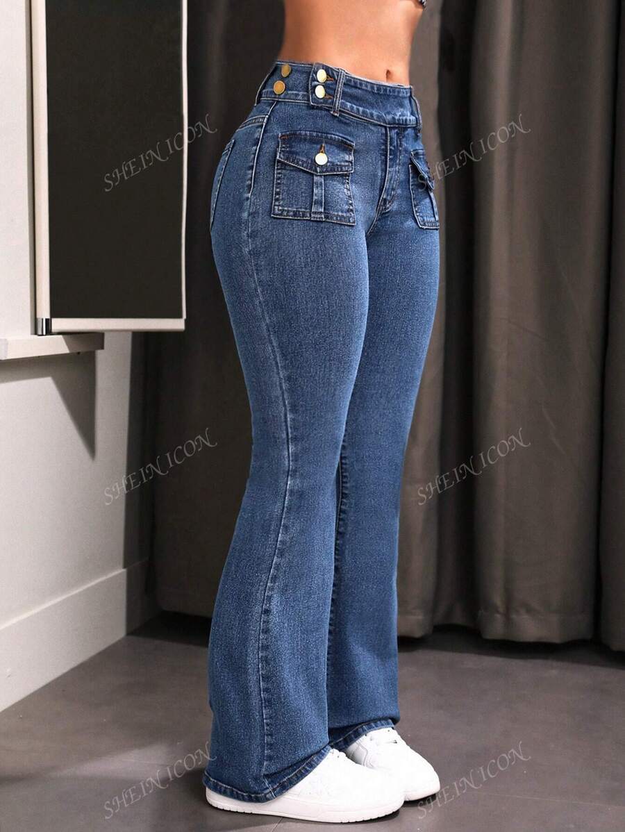 SHEIN ICON Damski Szczupły Flared Jeans