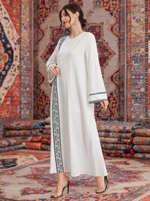 Al Najma 阿拉伯風格長袖中長款洋裝,印花裝飾 - 彩色 - 查看 6