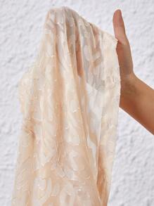 SHEIN Essnce Ladies' Leopard Pattern Jacquard Long Sleeve Shirt - Apricot - View 6