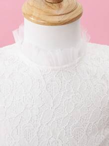 Cute Solid Color Cap Sleeve Baby Girl Dress - White - View 7