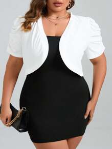 SHEIN CURVE+ Chaquetilla Corta Blanca De Talla Grande