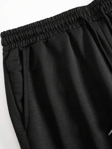 Manfinity Dauomo Hombres Shorts con estampado de oso y letra de cintura con cordón - Negro - Ver 4