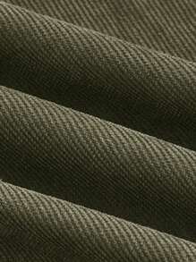 SHEIN MOD Plus Size Plain Pocketed Straight Leg Pants - Army Green - View 4