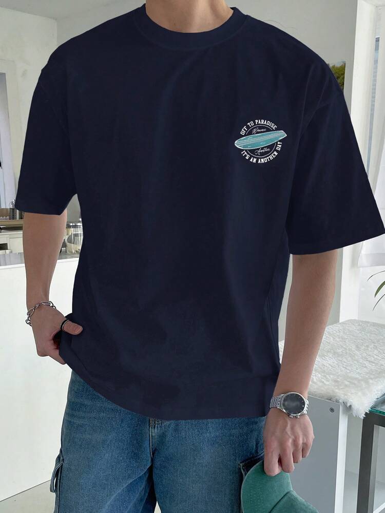 Men'S Short Sleeve T-Shirt With Slogan Print
