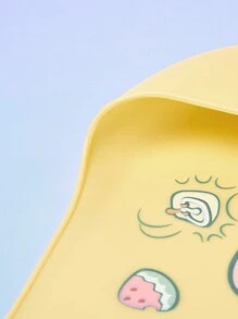 TOM & JERRY X SHEIN Cartoon Mouse Pattern Yellow Silicone Baby Bib, Waterproof And Oil-Proof For Feeding