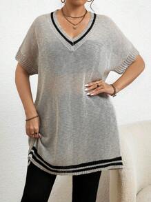 EMERY ROSE Plus Size Women's Batwing Sleeve Short Sweater Dress