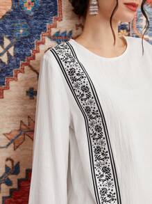 Al Najma 阿拉伯風格長袖中長款洋裝,印花裝飾 - 彩色 - 查看 8