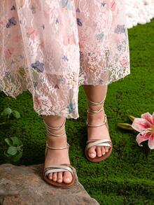 全新舒適可愛女童時尚戶外綁帶軟底涼鞋 - 彩色 - 查看 3